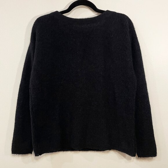 EUC Sezane Cooper Bow Front Mohair Wool Sweater Black Medium - Picture 3 of 7